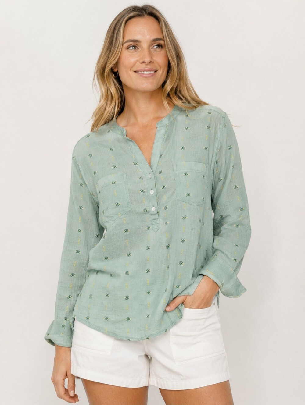 Carve Designs Dylan Gauze Top Haze Green Size Large Lightweight Beachy Blouse